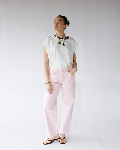 light pink denim straight bowed leg jeans light pink women's denim jeans pistola lexi mid rise bowed straight jean blush pink