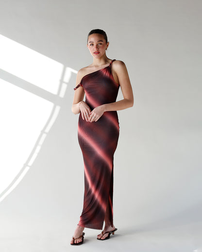 BLUSHING HORIZON MESH MAXI DRESS