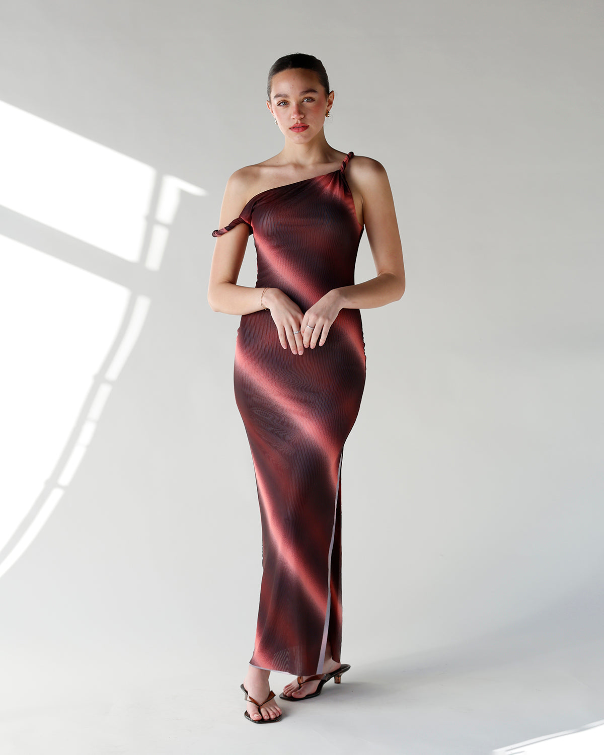 BLUSHING HORIZON MESH MAXI DRESS