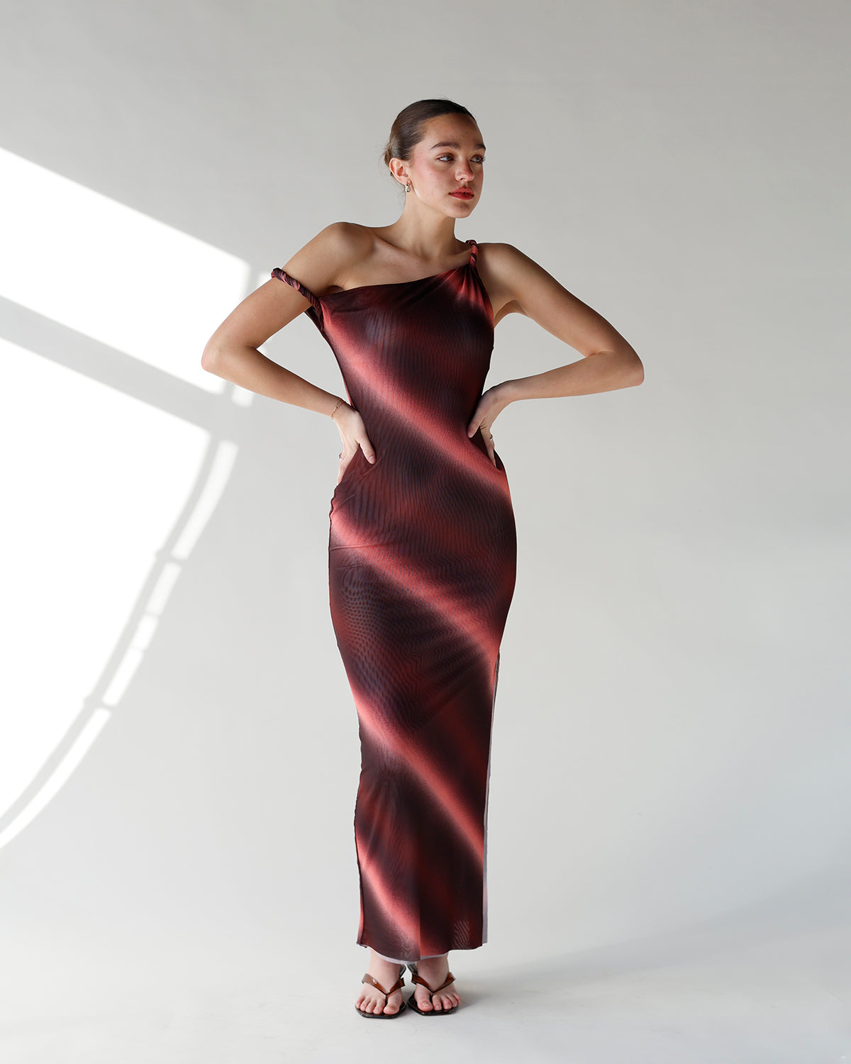 BLUSHING HORIZON MESH MAXI DRESS