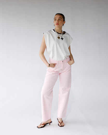 PISTOLA LEXI MID RISE BOWED STRAIGT JEAN X BLUSH