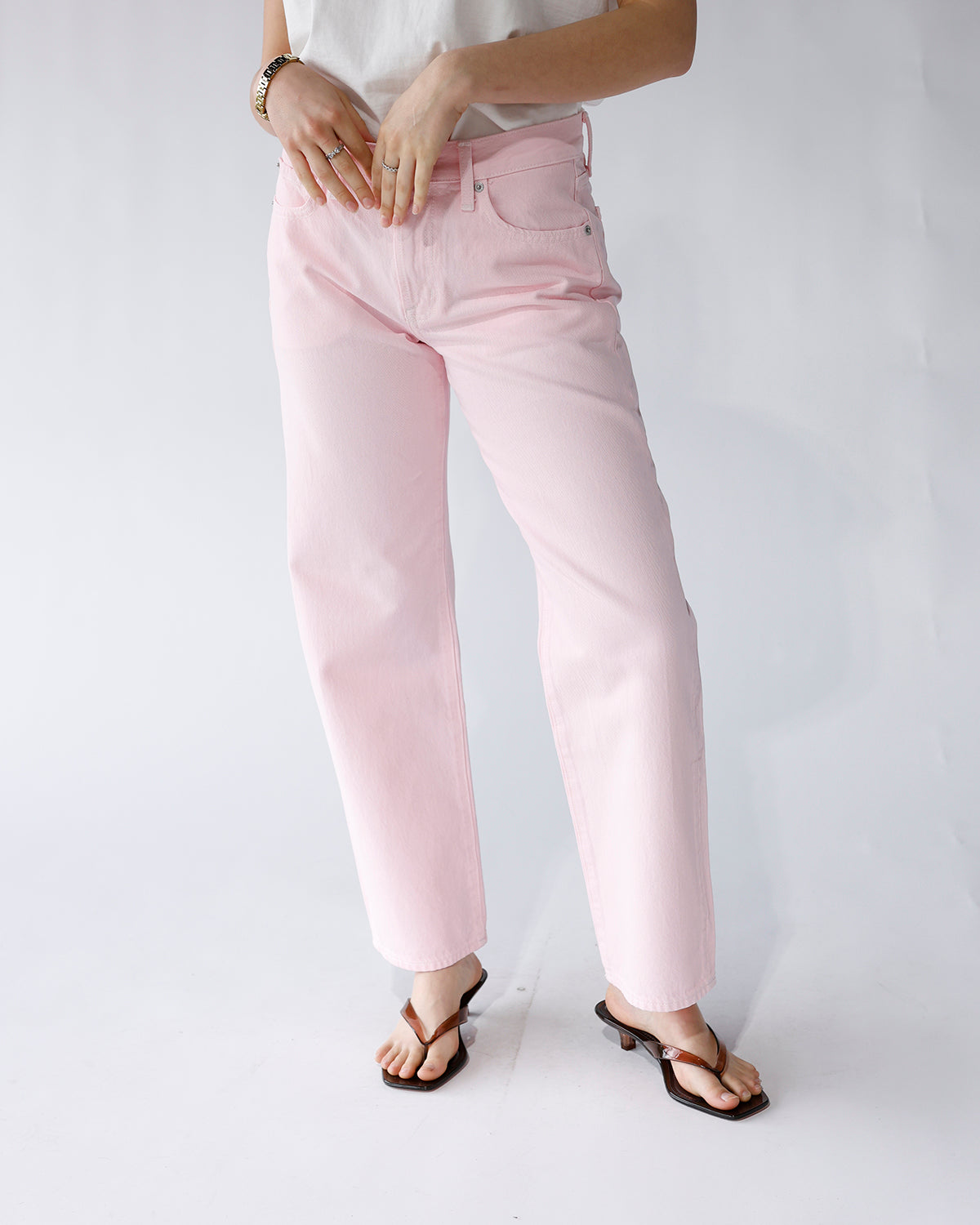 PISTOLA LEXI MID RISE BOWED STRAIGT JEAN X BLUSH