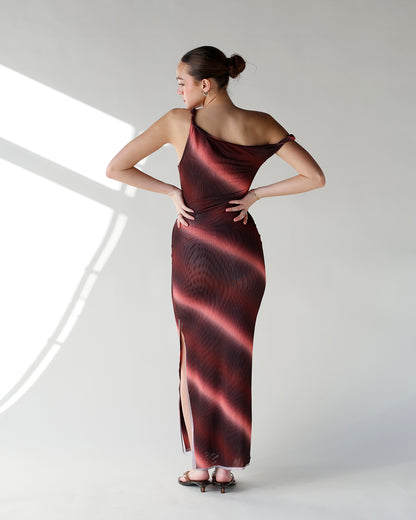 BLUSHING HORIZON MESH MAXI DRESS