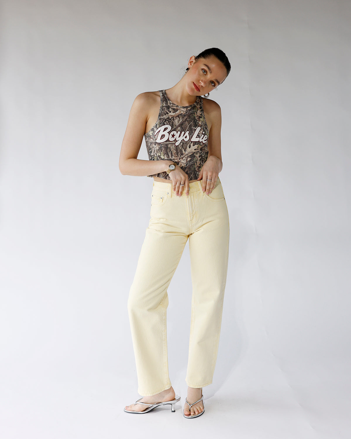 pistola lexi mid rise bowed straight jean day glow yellow straight leg jeans women pale yellow jeans