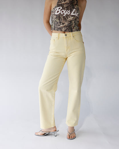 PISTOLA LEXI MID RISE BOWED STRAIGHT JEAN X DAY GLOW