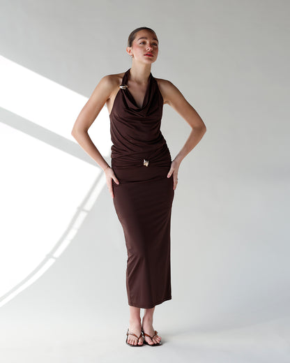 CARAMEL GLOW HALTER TOP