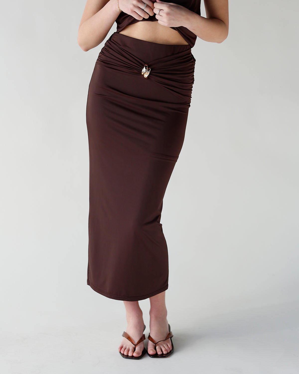 MARGO SANDAL KITTEN HEEL X BROWN