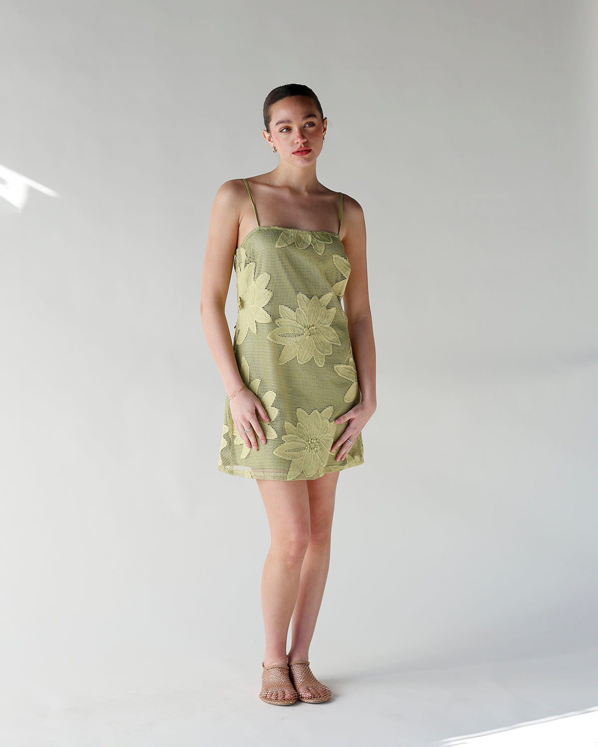 ELECTRIC BLOOM CROCHET MINI DRESS