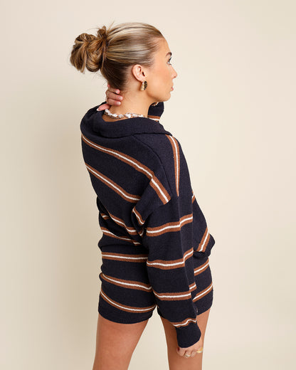 ASHER STRIPED CARDIGAN AND SHORTS SET