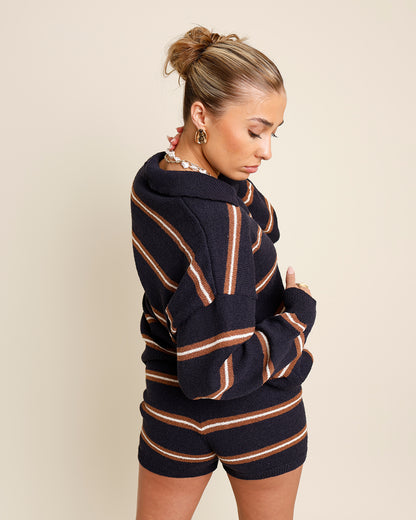 ASHER STRIPED CARDIGAN AND SHORTS SET