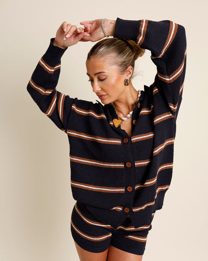 ASHER STRIPED CARDIGAN AND SHORTS SET