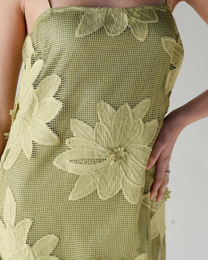 ELECTRIC BLOOM CROCHET MINI DRESS