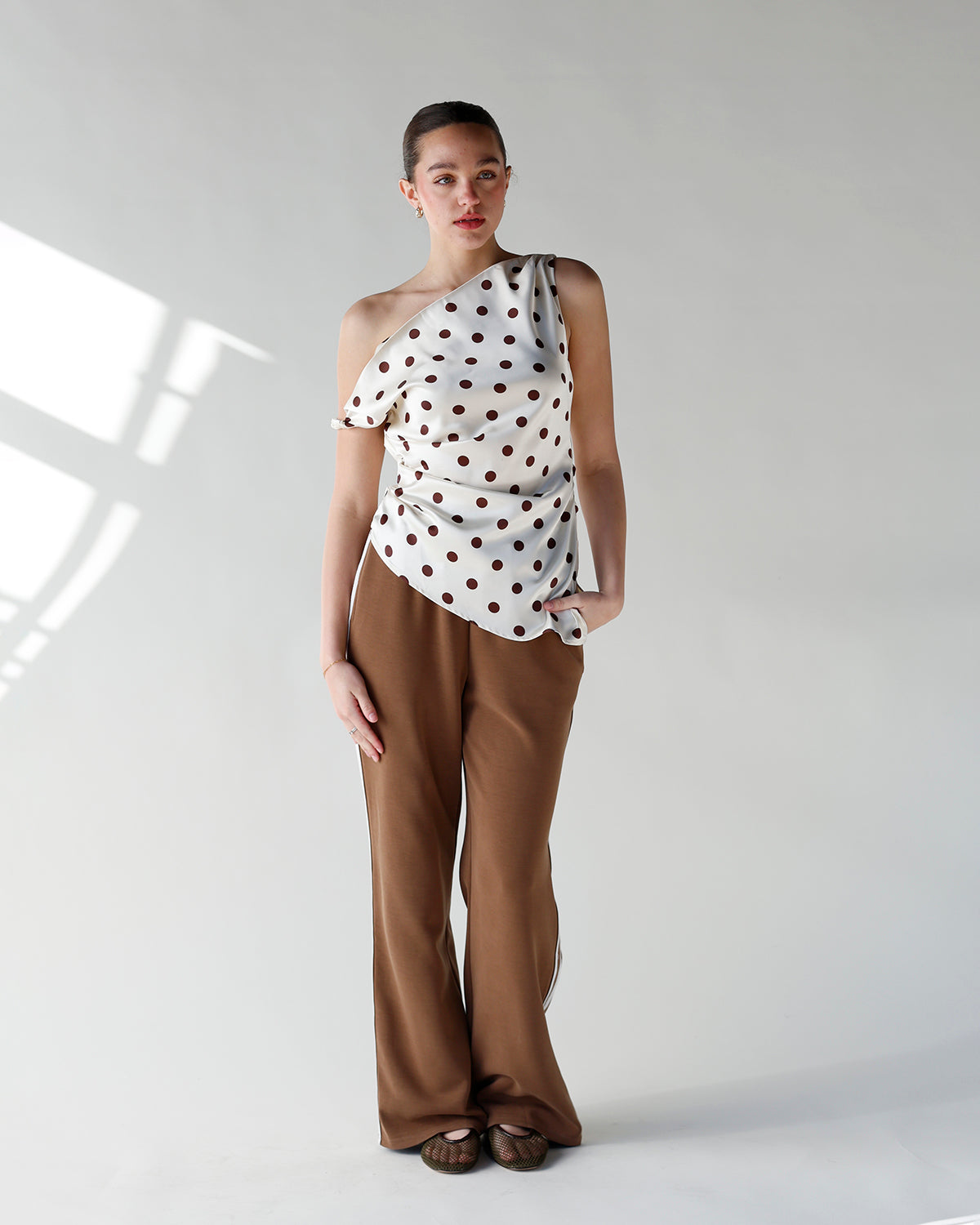 LOVE AT FIRST DOT ASYMMETRICAL TOP
