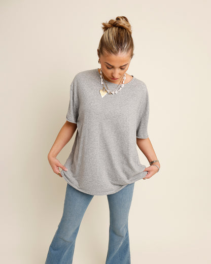 FREE PEOPLE NINA TEE X HEATHER GRAY