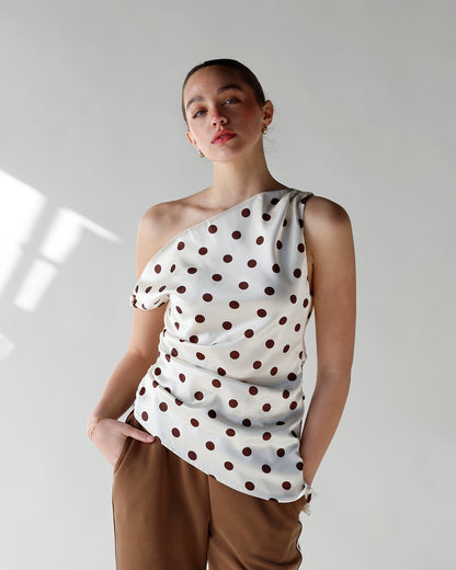 LOVE AT FIRST DOT ASYMMETRICAL TOP