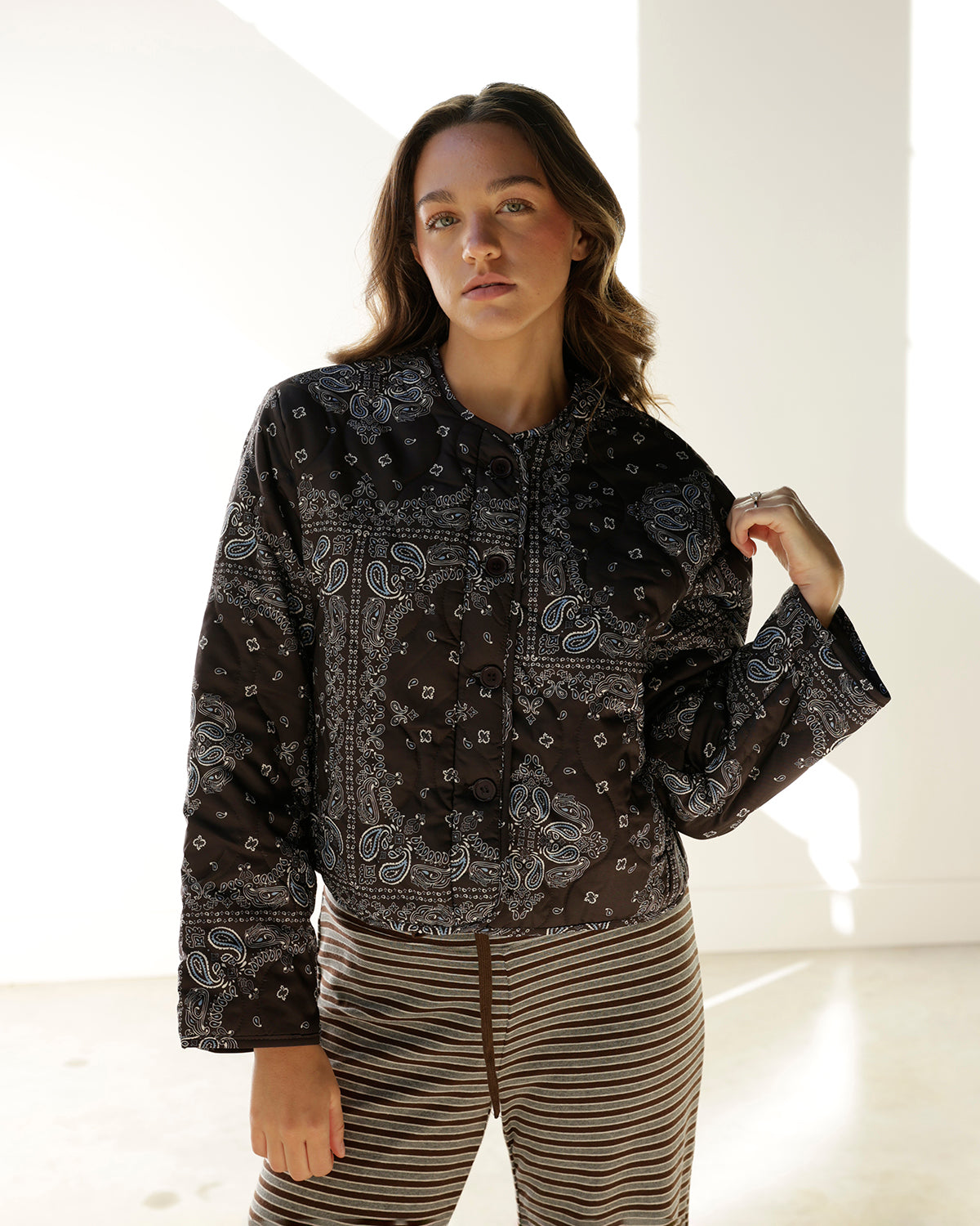 PAISLEY PINE BOMBER JACKET X BROWN