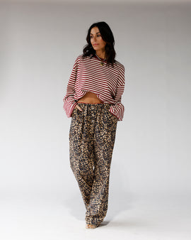 leopard pant comfy pant wide leg daytime pants day into evening outfit 