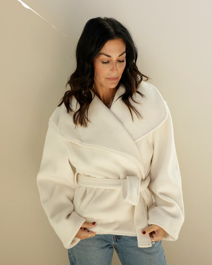 NICOLE OVERSIZED DRAPED COLLAR JACKET X CREAMY IVORY