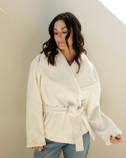 NICOLE OVERSIZED DRAPED COLLAR JACKET X CREAMY IVORY