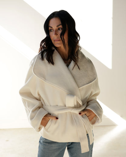 NICOLE OVERSIZED DRAPED COLLAR JACKET X CREAMY IVORY