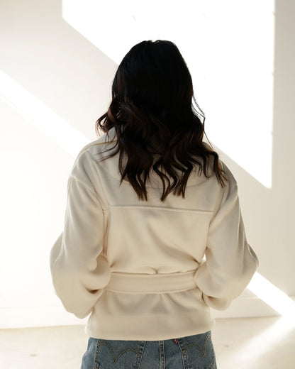 NICOLE OVERSIZED DRAPED COLLAR JACKET X CREAMY IVORY