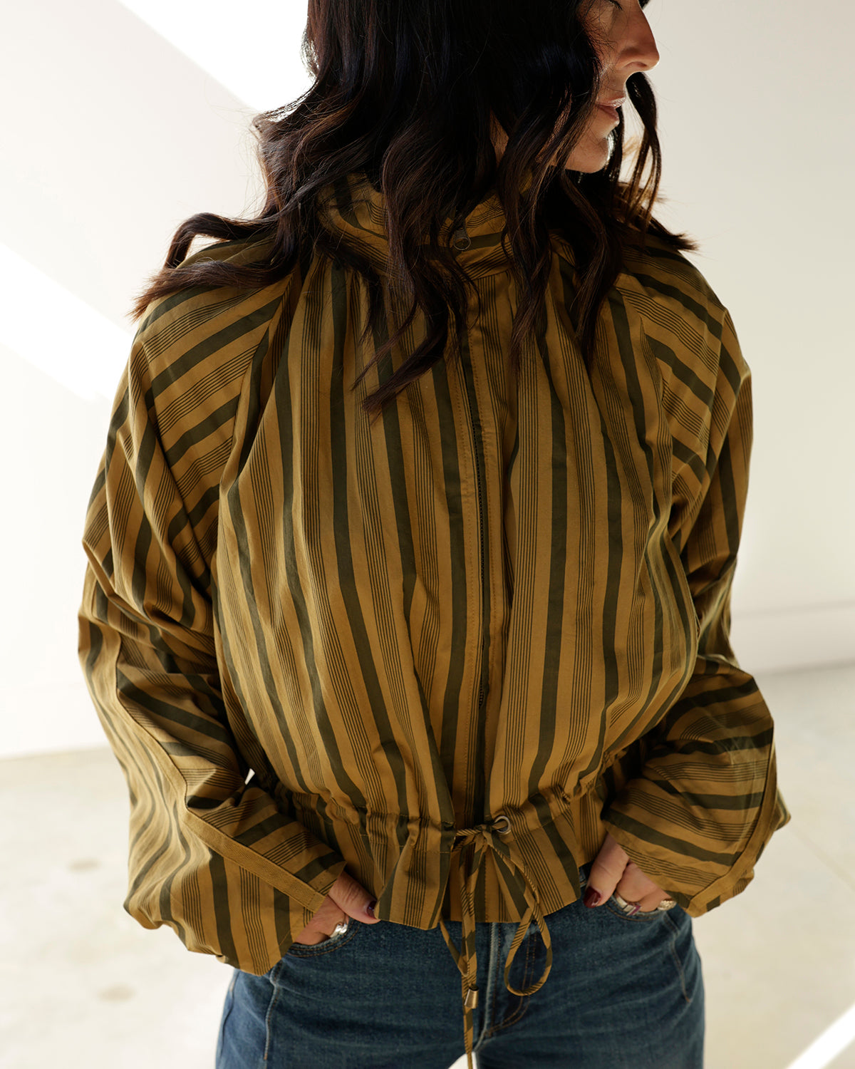 JETTA VERTICAL STRIPE MUSTARD + OLIVE TOP