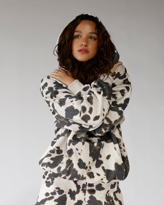 hoodies comfy hoodie cow print cozy outfit sunday weekend outfit loungewear lounge set 