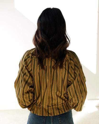 JETTA VERTICAL STRIPE MUSTARD + OLIVE TOP
