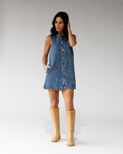 THE CITY BLUES DENIM MINI DRESS