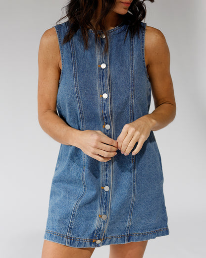 THE CITY BLUES DENIM MINI DRESS