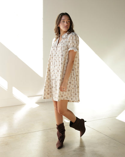 TEA TIME CHARM IVORY MINI DRESS