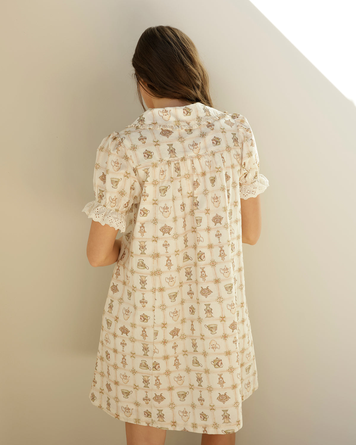 TEA TIME CHARM IVORY MINI DRESS
