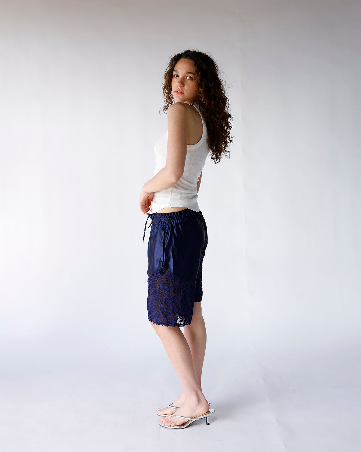 MIDNIGHT SATIN & LACE SHORTS