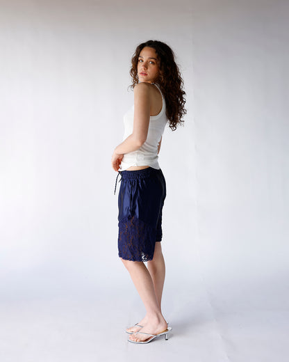 MIDNIGHT SATIN & LACE SHORTS