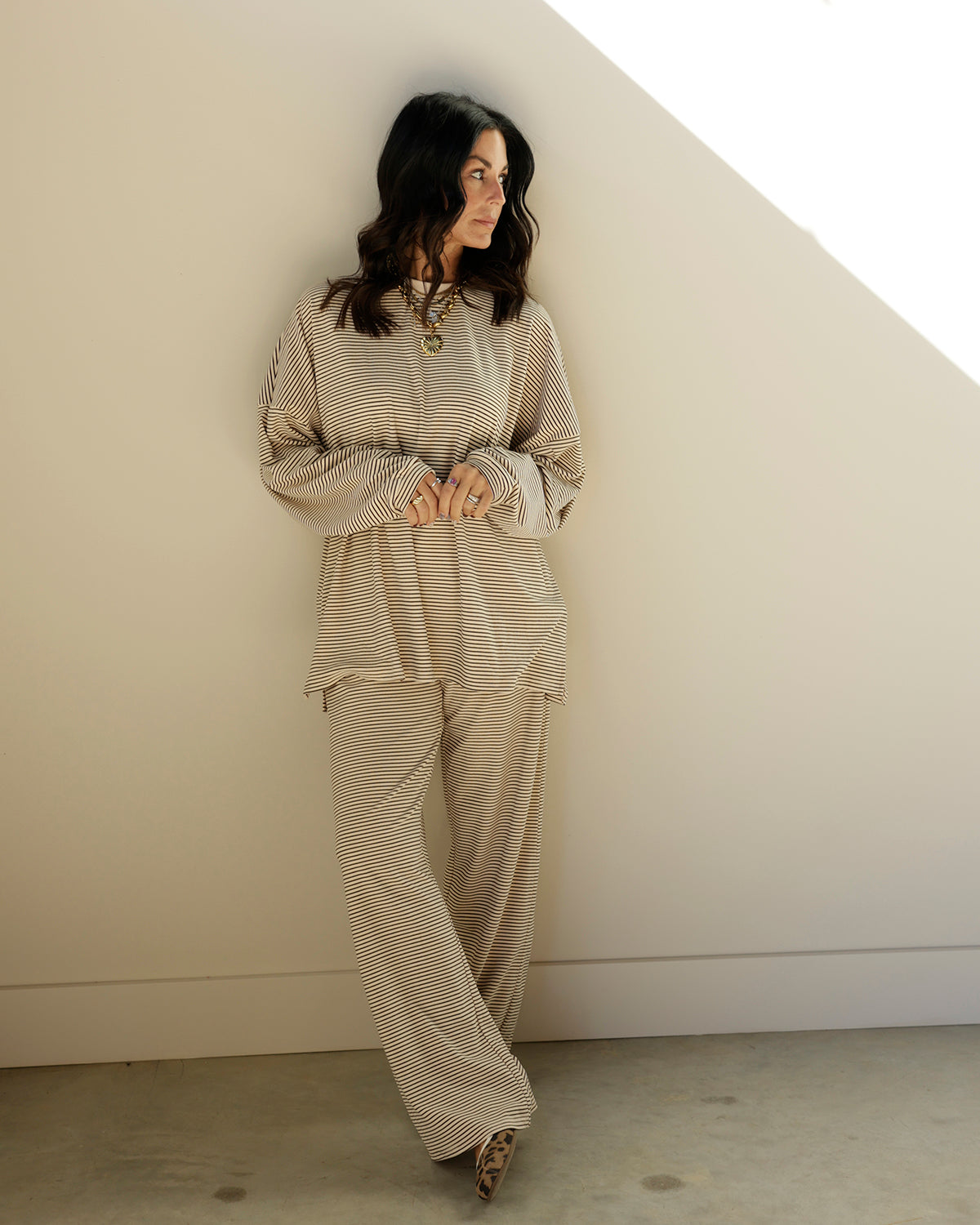 CHILL ALL DAY VIBES STRIPED LOUNGE PANTS