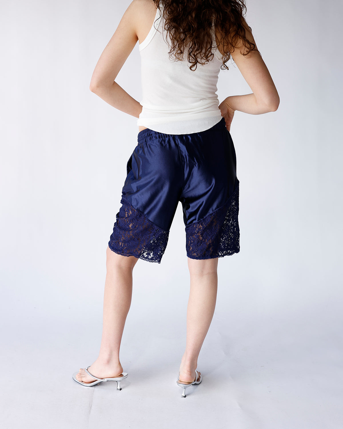 MIDNIGHT SATIN & LACE SHORTS