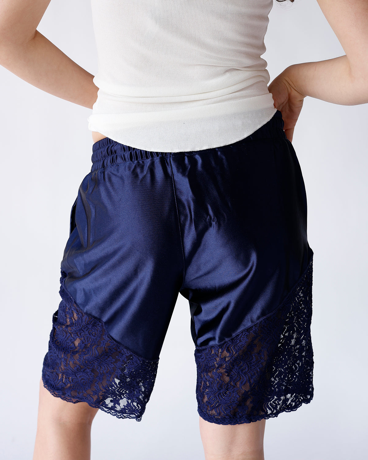 MIDNIGHT SATIN & LACE SHORTS