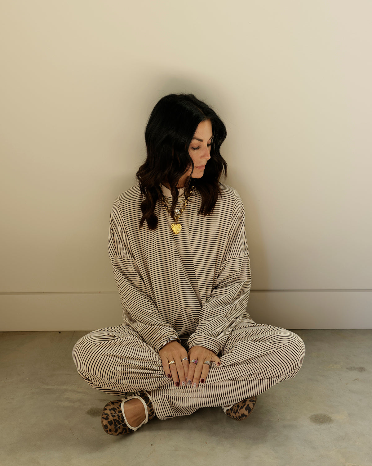 CHILL ALL DAY VIBES STRIPED LOUNGE PANTS
