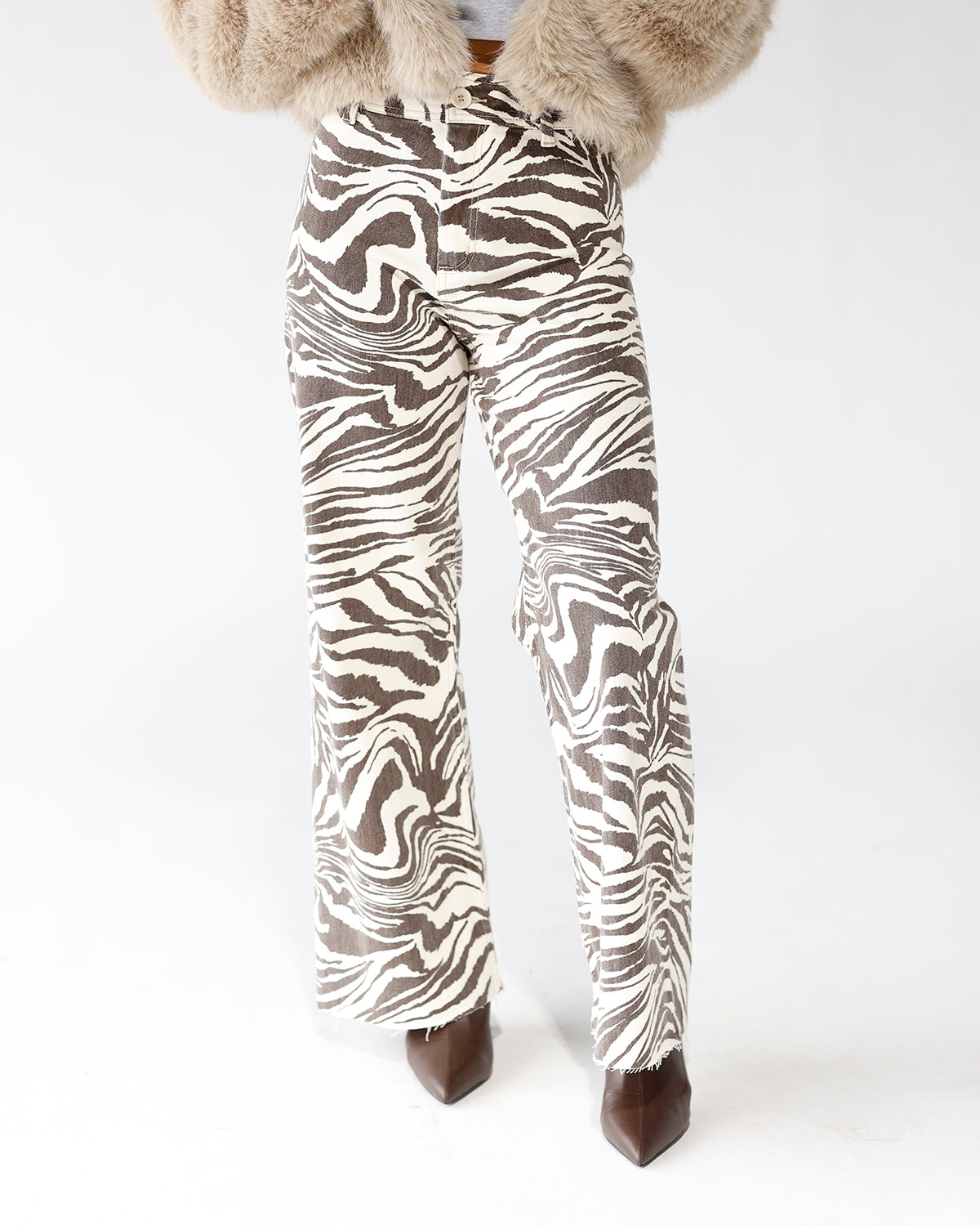 FEELIN' WILD ZEBRA PRINT WIDE LEG JEAN