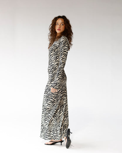 RUN WILD ZEBRA PRINT MAXI DRESS