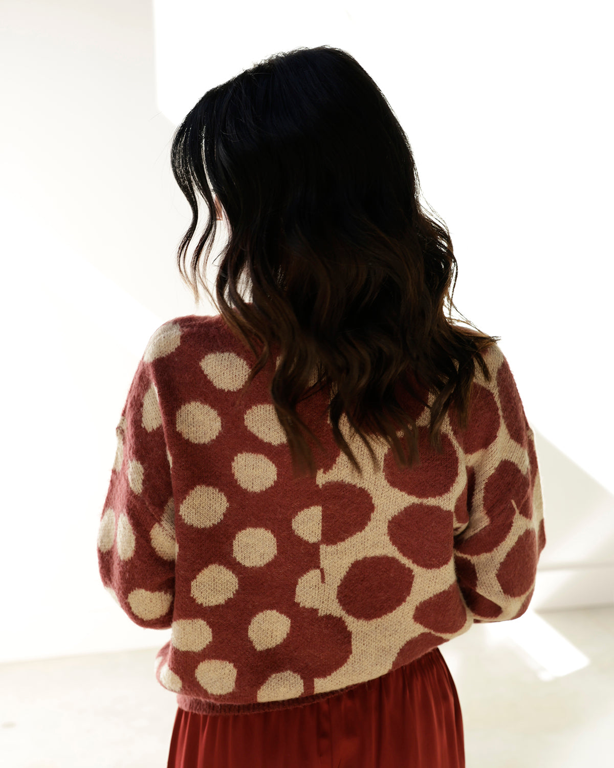 FUN + FUNKY POLKA DOT SWEATER X BURGNDY