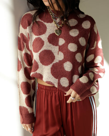 FUN + FUNKY POLKA DOT SWEATER X BURGNDY