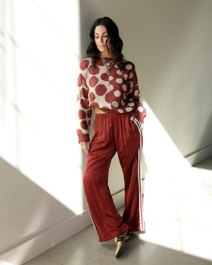 FUN + FUNKY POLKA DOT SWEATER X BURGNDY