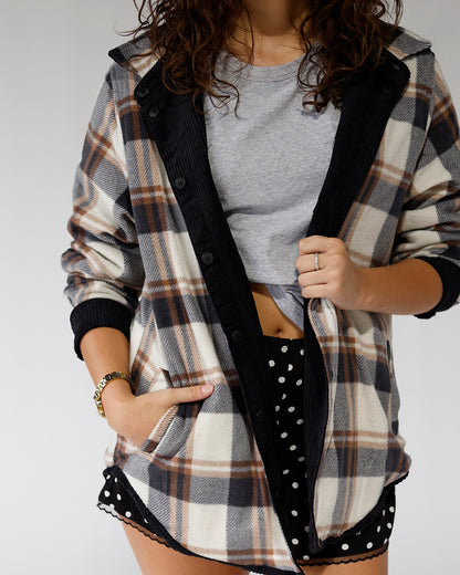 MONROE REVERSIBLE CORD SHACKET X BLACK