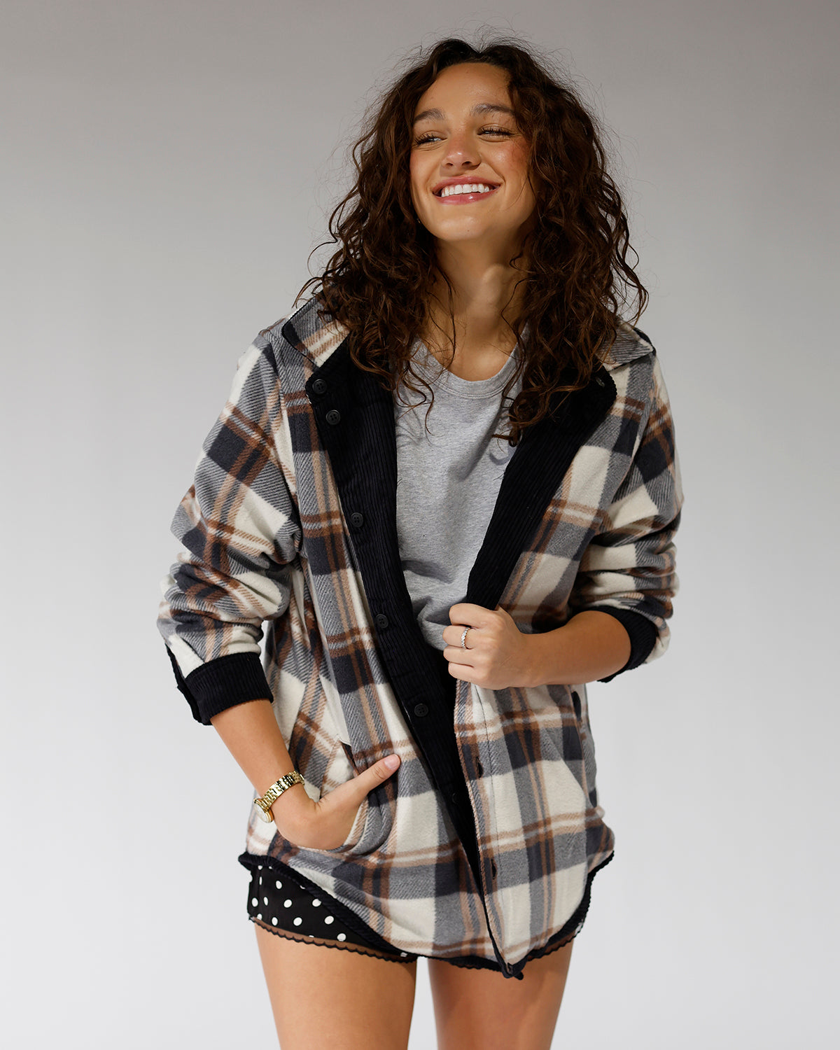 MONROE REVERSIBLE CORD SHACKET X BLACK