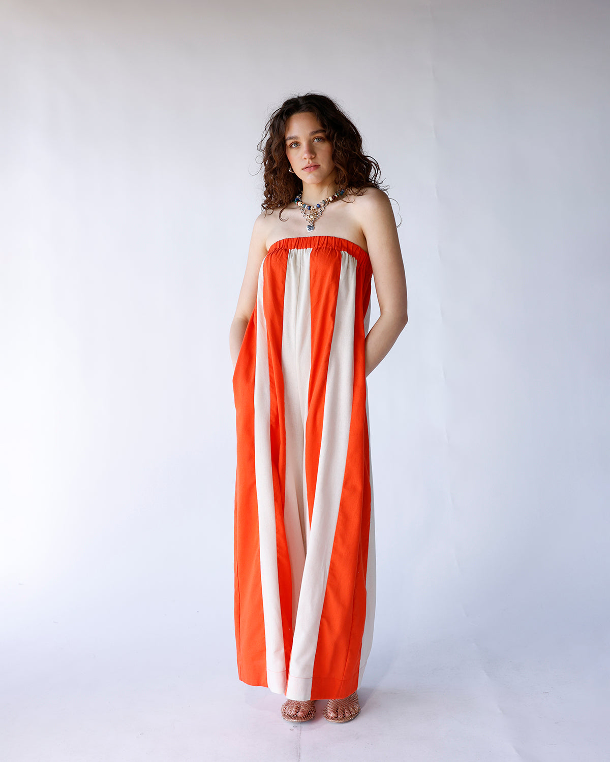 SUNKISSED STRIPED STRAPLESS JUMPSUIT