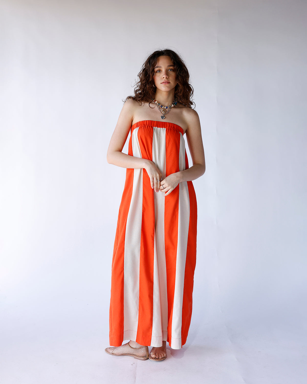 SUNKISSED STRIPED STRAPLESS JUMPSUIT