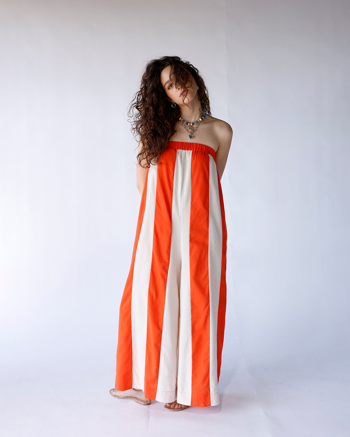 SUNKISSED STRIPED STRAPLESS JUMPSUIT