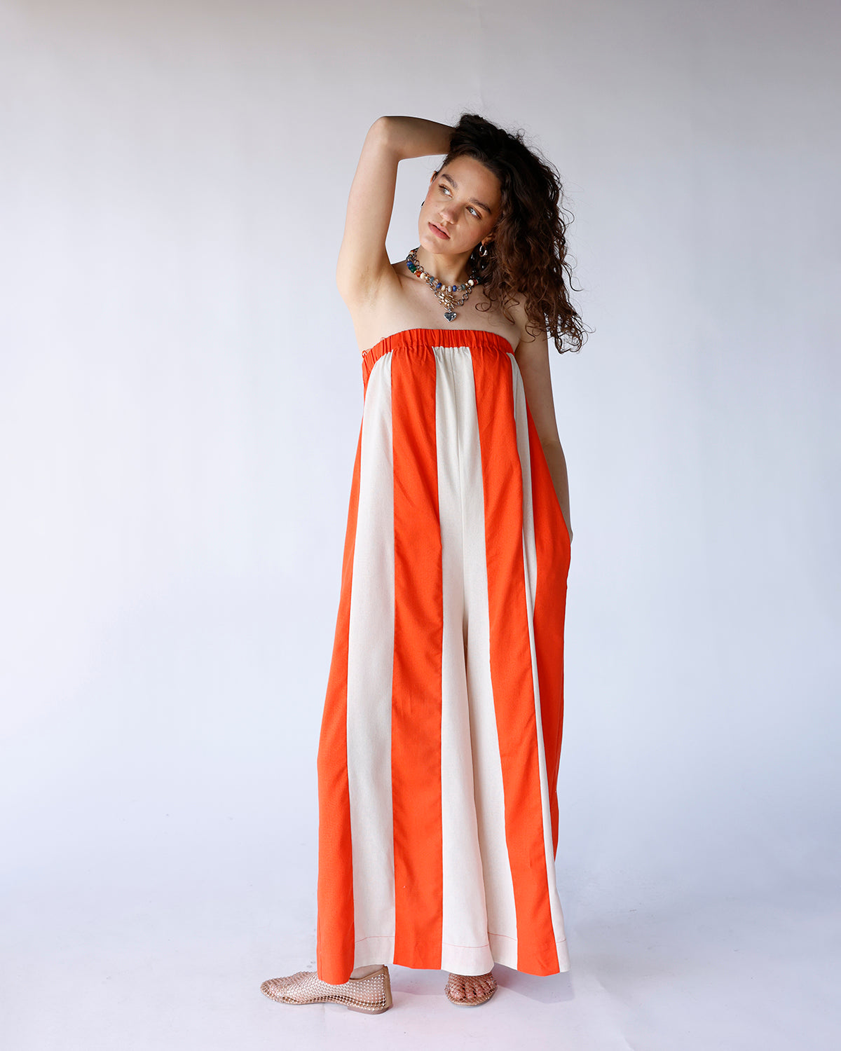 SUNKISSED STRIPED STRAPLESS JUMPSUIT