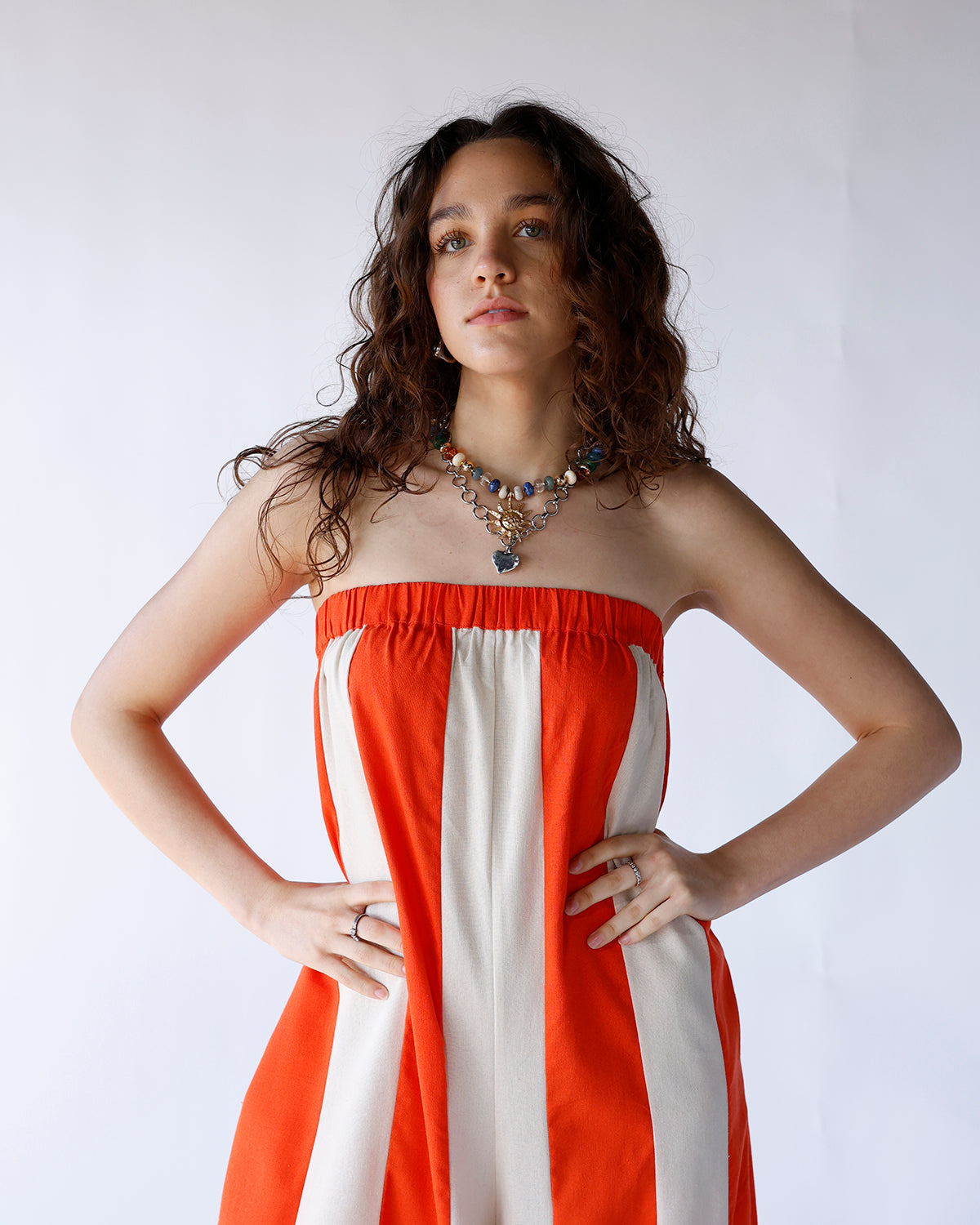 SUNKISSED STRIPED STRAPLESS JUMPSUIT